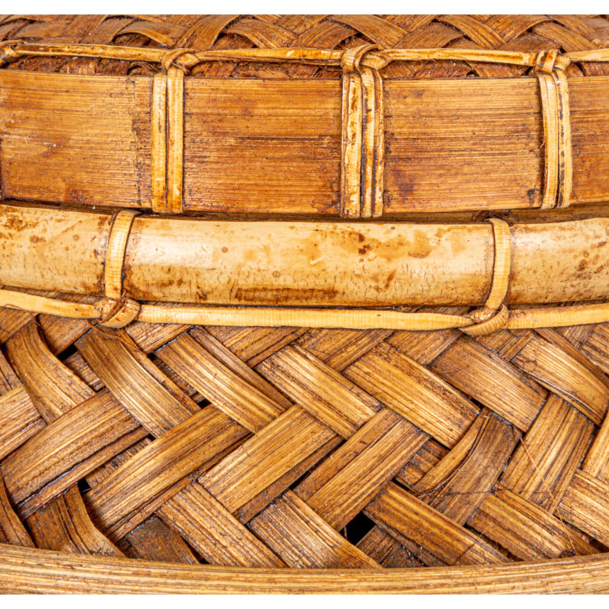 Hello Honey® 19" Natural Artisanal Bamboo & Rattan Lidded Container